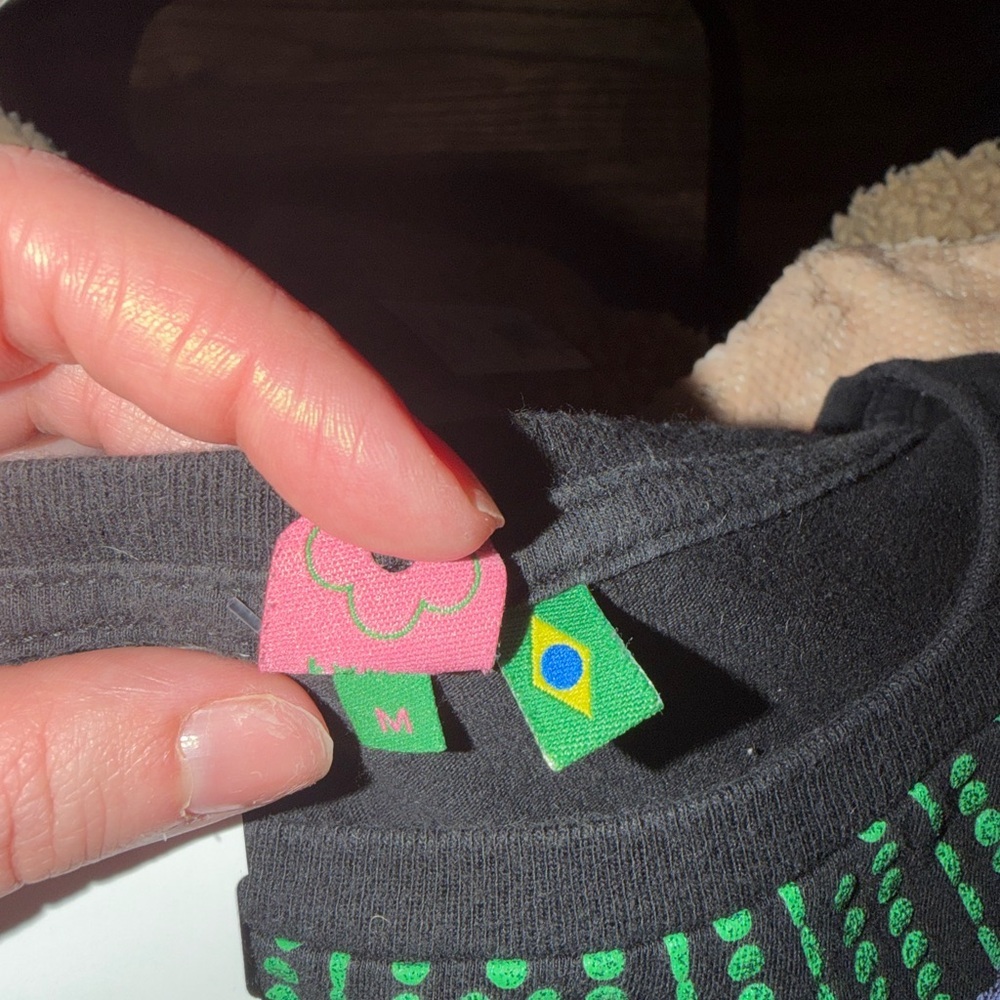 Farm Rio rare sparkle black Brazil toucans cortejo dos brincantes tee shirt $128 - Picture 7 of 7